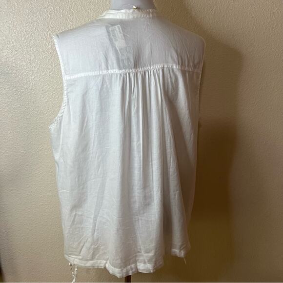 Eileen Fisher white mandarin collar organic cotton sleeveless top NEW XL - Picture 4 of 7